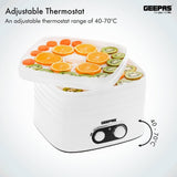 Geepas 240W Food Dehydrator with 5 Trays, BPA-Free Food Dryer Machine with Adjustable Thermostat, Food Preserver Snack Dryer for Fruit Vegetables Meat Healthy Snacks - Imported from UK