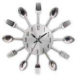 Timelike Kitchen Wall Clock 3D Removable Modern Creative Cutlery Kitchen Spoon Fork Wall Clock Room Home Decoration - Imported from UK