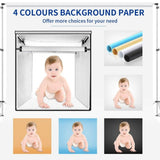 FOSITAN Photo Box 35"/90cm, Foldable Photo Light Studio Box, 126 LED Light Photo Shooting Tent Table Top Photography Lighting Kit with 4 Background Paper & Brightness 15000LM CRI95+ - Imported from UK