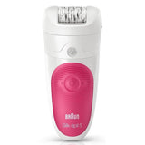 Braun Silk-Epil 5 5390 Wet & Dry Rechargeable Waterproof Epilator With 4 Extra Attachments & Cleaning Brush  (Raspberry Pink) - Imported from UK