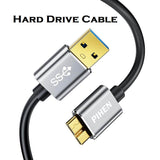 PIHEN Micro B Hard Drive Cable USB 3.0 to Micro USB 3.0 Charge & Sync Cord with Aluminum Connector Data Cable for Toshiba WD External Hard Drive Samsung Galaxy S5 Note 3 & More - 1.5ft - Imported from UK