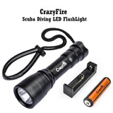 CrazyFire Scuba Diving 1000 Lumens LED Flashlight, 100M Underwater Waterproof Diving Torch Flashlights with 4 Light Modes, Battery & Charger for Outdoor Water Sports Fishing Camping - Imported from U