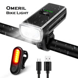 Omeril 1200 Lumens Bike Light Front & Rear Powerful LED Bike Light Set USB Rechargeable Anti-Glare Beam Security Cycling Lights IP65 Waterproof MTB Cycle Lights Mountain Bike Accessories - Imported from UK