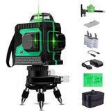 THL & INEW 3D 12 Lines Cross Laser Leveler, Green Self-Levelling 3x 360° with Magnetic Wall Mount, IP54 Vertical & Horizontal Laser Line (3 Pieces Battery) - Imported from UK