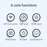 SKYBASIC Digital Wireless Microscope 2MP 50X-1000X Magnification Portable WiFi USB Microscope Camera with 8 LEDs for Phone PC Tablet Windows Android (Container Product Without Box) - Imported from UK