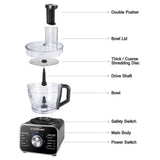 TOPCHEF 1100W Multifunctional Food Processor with 3.5L Bowl & 1.5L Blender Jug, Blender, Chopper, Mixer, Coffee Grinder, Citrus Juicer, Knead Dough Blades, Shredder, Slicing Attachments - Imported from UK