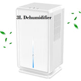 LAOGOT 3L Dehumidifier, 60W Large Capacity Powerful Dehumidification 1 L/day, 2 Working Modes, 7 LED Colors, Auto-Off for Dry Room, Portable Ultra Quiet Ideal for Removing Damp Mold Moisture in Home, Kitchen, Bedroom, Office, Garage - Imported from UK