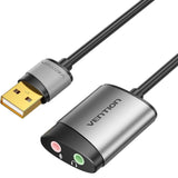 VENTION USB Sound Card to 3.5mm Jack Audio Adapter Compatible with PC, Laptop, Headset, PS5/4, Mac & more - Imported from UK