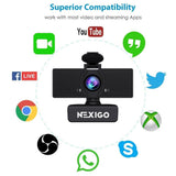 NexiGo N60 1080P Web Camera, HD Webcam with Microphone &amp; Privacy Cover, 110° Wide Angle for Zoom Skype Teams OBS, Conferencing & Video Calling - Imported from UK