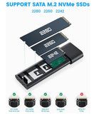 RSHTECH M.2 NVMe SATA SSD Enclosure, Aluminum Enclosure Supports USB 3.1 Gen 2 10Gbps, PCIe & SATA M-Key (B+M Key) - Imported from UK