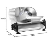 OSTBA Electric Deli Food Meat Slicer 200W with Quiet DC Motor, Child Lock Protection, Removable 19cm Stainless Steel Blade, 0-15mm Adjustable Thickness, Easy to Clean, Ideal for Meat, Cheese, Bread and Vegetables - Imported from UK