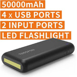 Toospon 50000mAh Portable Power Bank with Built-in Torch, Large Capacity Portable Charger for Mobile Phone, Tablet, Camera, Game Console, etc - Imported from UK