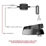 A wiring diagram and a car rear-view mirror dash cam power adapter