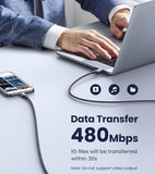 UGREEN USB C To USB C Cable, 100W Fast Charge 2M Nylon Braided & Aluminum Body Data Cable - Imported from UK