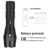 T6 3000 Lumens Powerful LED Flashlight, Super Bright Aluminum Alloy Telescopic Zoomable Tactical Military LED Flashlight / Torch Lamp Light - Imported from UK