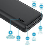 GACHI 26800mAh Power Bank, Large Capacity Portable Ultra Fast  External Battery Pack with 3 USB Outputs & Dual USB Inputs (Micro/USB C) for iPhone, Android, Tablet, etc - Imported from UK