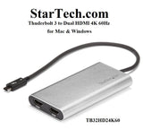 StarTech.com Thunderbolt 3 to Dual HDMI 2.0 Adapter - 4K 60Hz Dual Monitor TB3 HDMI Video Adapter - Thunderbolt 3 Certified for Mac & Windows (TB32HD24K60) - Imported from UK