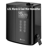 Elechomes 6.5L Top Fill Warm & Cool Mist Humidifier + Aromatherapy with Remote Control, 700 ml/h Max, Auto & Sleep Mode, 360° Nozzle, Auto Shut-Off - Imported from UK