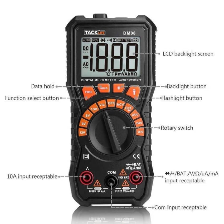 Tacklife DM08 Professional Digital Multimeter, Advanced Auto Range Mul ...