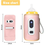 Digital Baby Bottle Warmer Portable, Baby Fagging Jacket USB 5 Gears Adjustable Temperature with LED Display For Breastmilk & Formula For Night Feeding & Outdoor  - Imported from UK