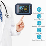 Wellue Checkme™ Pod Wireless Pulse Oximeter with Thermometer, Continuous Monitoring of SpO2 & Body Temperature, Rotatable Touchscreen, APP for Android & iOS - Imported from UK