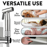 Handheld Bidet Sprayer Set with T-Adapter, 304 Stainless Steel Handheld Muslim Shower with 1.5M Shower Hose & Adjustable Water Pressure - Imported from UK