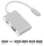 USB C to HDMI / DVI / VGA / USB3.0 Converter Adapter, 4 in 1 Multi Hub, Male to Female Multi-Display Video Converter - Imported from UK