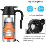 Car Electric Kettle, 12V 750ml Stainless Steel Travel Kettle Thermoses for Heating Water Coffee Milk Tea & More - Imported from UK