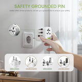 LENCENT 10A 2500W Universal Travel Adapter with 1 AC Socket, 2 USB 15.5W Ports, 1 Type C 15.5W Port, Grounding International Power Adapter with UK/USA/EU/AUS Plug - Imported from UK