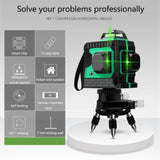 THL & INEW 3D 12 Lines Cross Laser Leveler, Green Self-Levelling 3x 360° with Magnetic Wall Mount, IP54 Vertical & Horizontal Laser Line (3 Pieces Battery) - Imported from UK