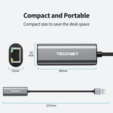 TECKNET USB 3.0 to Gigabit Ethernet Adapter, RJ45 1000Mbps Gigabit Wired LAN Internet Adapter, Plug & Play, Compatible with Mac OS, Windows, Linux & Network TV Box - Imported from UK