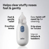 Braun Nasal Aspirator Quickly & Gently Clear Stuffed Infant Noses Toddler & Baby Nasal Aspirator with Nasal Tip and 2 Suction Levels - Imported from UK