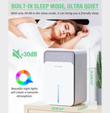 FIVANGIN 1500ml Dehumidifier with 7 Colors Light for Removing Damp Mold & Moisture, Silent Mini Dehumidifier for Home Bedroom Bathroom Garage Wardrobe - Imported from UK
