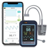 Wellue Checkme™ Pod Wireless Pulse Oximeter with Thermometer, Continuous Monitoring of SpO2 & Body Temperature, Rotatable Touchscreen, APP for Android & iOS - Imported from UK