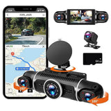EUIOOVM Car Black Box DVR Dash Cam, 360-Degree Panoramic Car DVR, Full HD 1080P, 4 Channel Video Recorder, WiFi, GPS, G-Sensor, Front, Rear, Left and Right Vehicle Cameras, Loop Recording, WDR, Night Vision, 64GB Card Included - Imported from UK
