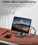 ESR 8-in-1 Portable Stand Hub USB-C Hub with Adjustable Stand 100W PD Charging 2 USB 3.0 Ports 4K HDMI 3.5-mm Jack SD/microSD Card Slots Compatible with USB-C iPads - Imported from UK