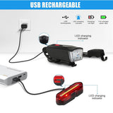 Omeril LD320 Bike Light Set, USB Rechargeable Light with 300LM Waterproof Front Headlight & 100LM Tail Light, Adjustable 6 Lighting Modes, Cycling Lights for Road & Mountain, Easy to Fit - Imported from UK