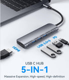 Ablewe 5 in 1 USB C Hub, Aluminum USB C to HDMI 4K Adapter with 3 USB 3.0 Ports, 100W Power Deliver(PD) for MacBook Pro, XPS & More USB C Devices - Imported from UK