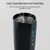 NESTCHAO 12V/24V Smart Heating Mug/Cup, 400ml 70W Electric Stainless Steel Smart Temperature Control Travel Mug Warmer with LCD Display - Imported from UK