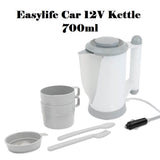 Easylife 12V 700ml Car Kettle, Travel Water Heater for Caravans, Motorhomes with 2 Cups Strainer Fork & Spoon, 100W - Imported from UK