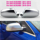 Audi Car Rearview Mirror Cover, for Audi A4 B8.5 A3 A5 S5 RS5 Matte Chrome Silver Protection Cap Car Styling, Without Side Assist - Imported from UK