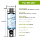 Hydrogen Water Bottle with Digital Display, 280ml Portable Rechargeable Premium Hydrogen Generator, Water Molecular Ionizer - Imported from UK