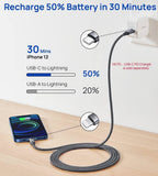 Braided USB-C to Lightning charging cable