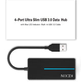 KEXIN 5-in-1 USB 3.0 Data Hub, 3-Port + SD & TF Card Reader USB Hub for USB A Devices with Blue LED Indicator - Imported from UK