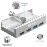 ORICO Aluminum Alloy USB 3.0 4 Ports Clip Hub USB Splitter with Extra Power Supply Port & USB Data Cable for iMac/Laptop/PC - Imported from UK