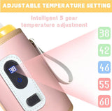 Digital Baby Bottle Warmer Portable, Baby Fagging Jacket USB 5 Gears Adjustable Temperature with LED Display For Breastmilk & Formula For Night Feeding & Outdoor  - Imported from UK