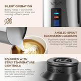 VAVA Stainless Steel Milk Frother with Hot & Cold Milk Functionality for Latte, Cappuccino, Hot Chocolate 250ml - Imported from UK