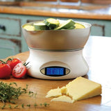 Digital kitchen scale with stainless steel bowl 