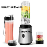 Tenswall Smoothie Maker 400W Portable Blender for Shakes & Smoothies with 2x 600ml & 1x 100ml Blender Cup - Imported from UK