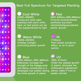 WAKYME 1200W LED Grow Light Adjustable Full Spectrum Double Switch Plant Light with Veg & Bloom Button & Powerful Heat Dissipation System for Indoor Plants Veg & Flower (120Pcs LEDs) - Imported from UK